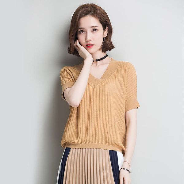 

women's sweaters xl brand thin sweater 2021 spring summer women pure color v-neck knit loose casual bottoming female, White;black