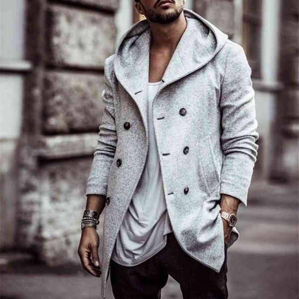 

zogaa spring autumn mens fashion trench men wool polyester windbreaker hooded jackets male casual double-breasted coats 210819, Tan;black