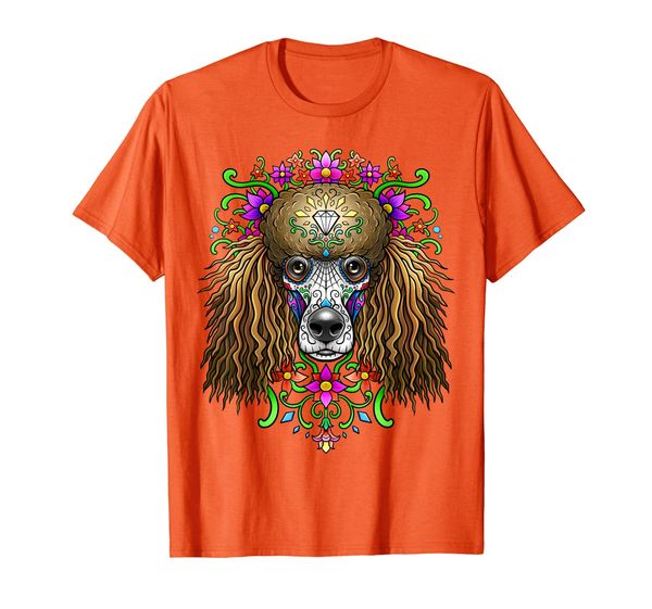 

poodle day of the dead t-shirt dia de los muertos dog skull, White;black