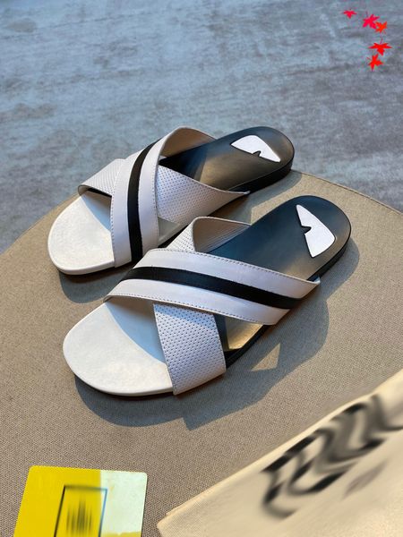 

2021 slipper designer slide summer sandals fashion men beach indoor flat flip flops leather luxurys shoes mens slippers with box size 39-45, Black