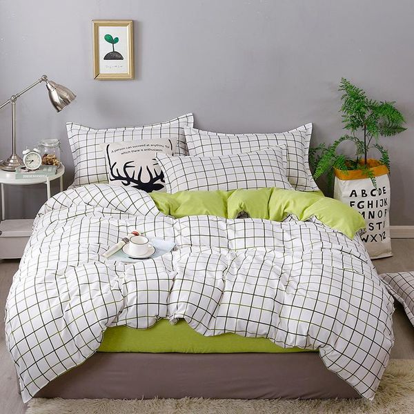 

bedding sets set pillowcase duvet cover single double  king 220x240 size bedclothes quilt bed sheet white plaid