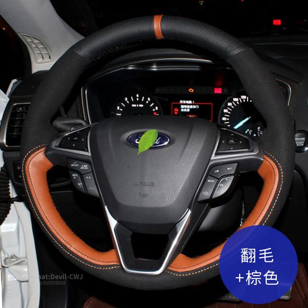 

black orange steering wheel cover for ford escort mondeo taurus ecosport kuga leather perforated grip auto interior accessories