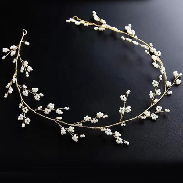 

hair clips & barrettes pearl flower headband retro bangs fixed loop styling piece for women girls wedding party pography h9, Golden;silver