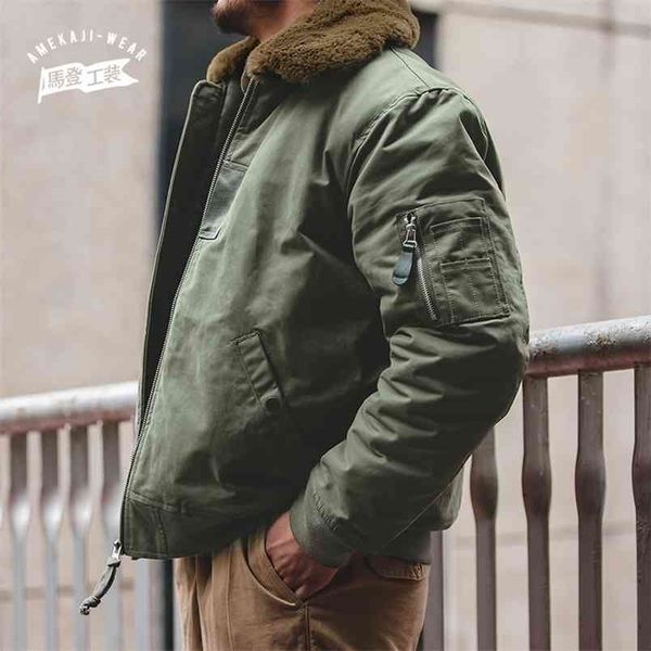 

maden winter b15 jackets men american retro bomber air force bomber jacket coat fall padded fleece collar coats men's clothing 210818, Black;brown