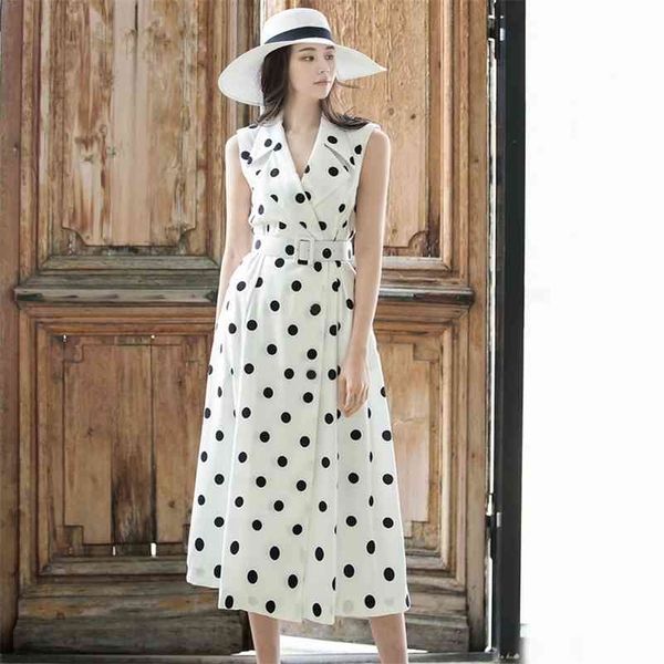 

dress summer fashion ladies high waist temperament slim office lady knee-length sleeveless 210416, Black;gray