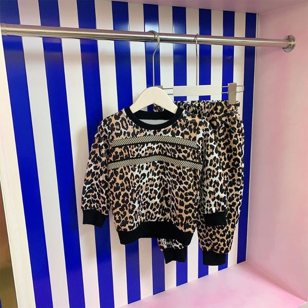 

clothing sets 3 4 6 8 9 12 years old designer clothes boys autumn leopard sweater+pants 2pcs suit baby kids sweatshirt childrens, White