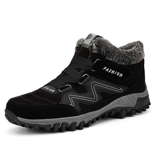 

boots 2021 men winter fur warm ankle snow rubber work sneakers, Black