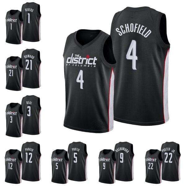 

washington wizards men admiral schofield austin rivers bradley beal dwight howard bobby portis troy brown jr. jersey, Black