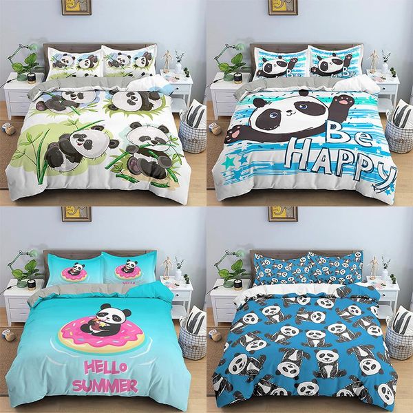 

bedding sets cartoon panda pattern animal duvet cover bedclothes twin//king size quilt for kids