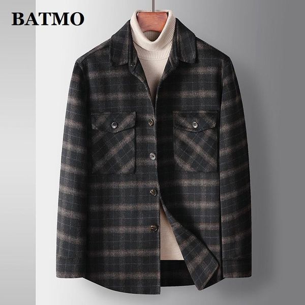 

men's wool & blends batmo 2021 arrival autumn jackets men,mens plaid coat ,8085, Black