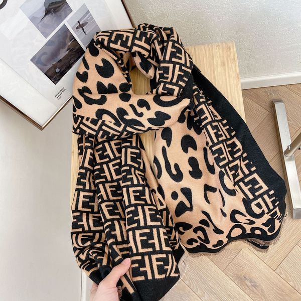 

air conditioning scarf shawl student long shawl korean-style cashmere autumn and winter womens thickened leopard print s, Blue;gray
