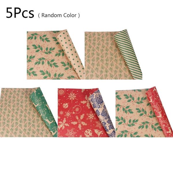 

gift wrap 5pc christmas wrapping paper roll kraft bag