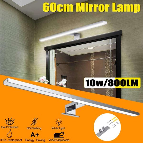 

bulbs 10w 800lm indoor led mirror wall lamp white light 60cm waterproof aluminum lighting bathroom restroom makeup