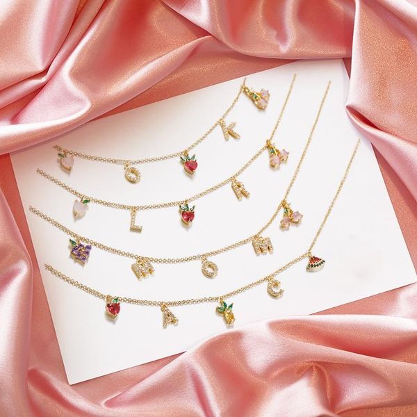 

shiny side accessories crystal fruit chain necklaces for women cute cherry pineapple grapes pendant, Silver