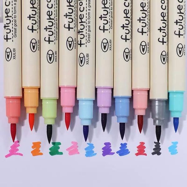 

soft brushes color marker pen set touch for calligraphy, painting and lettering stationery school home diy art highlighters, Black;red