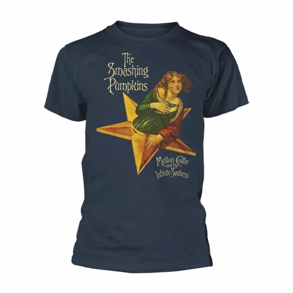 

official smashing pumpkins t shirt mellon collie blue classic rock band melon, White;black