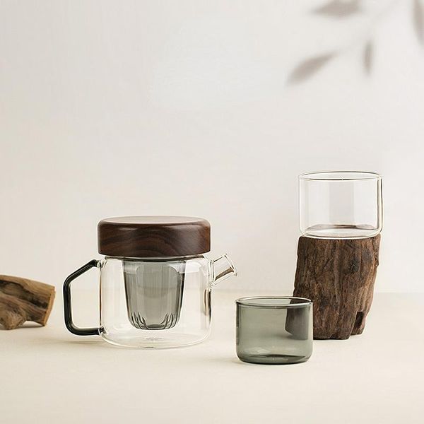 

wine glasses japanese style creative household glass teapot modern minimalist tea-water separation tea maker high temperature set