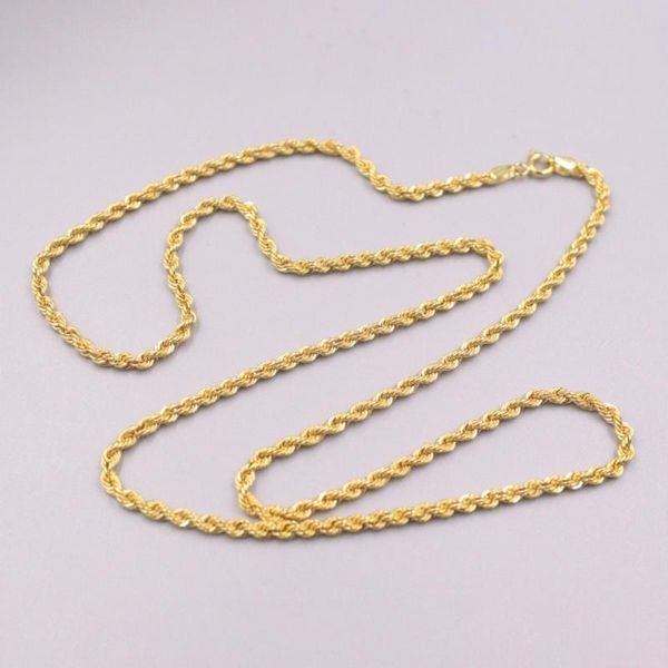 

pure 18k yellow gold necklace twisted rope chain 4.8g / 22inch for women gift chains, Silver