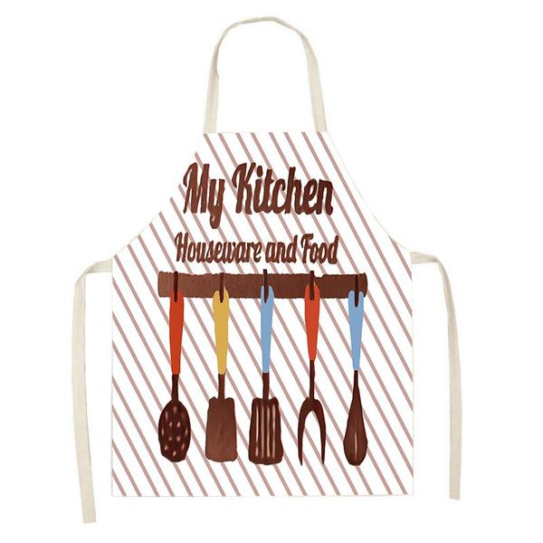 

cooking utensils spatula printed kitchen aprons for women linen home baking waist bib pinafore cleaning tools