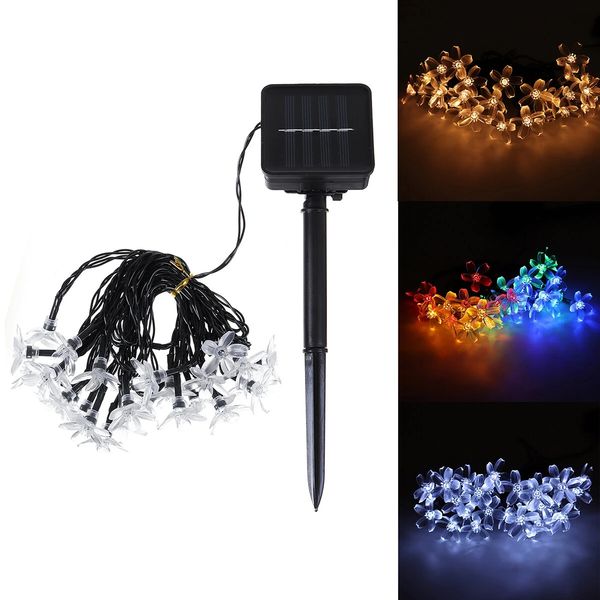 

30 led solar powered fairy string flower lights in/outdoor garden birthday party christmas tree decorations clearance - white