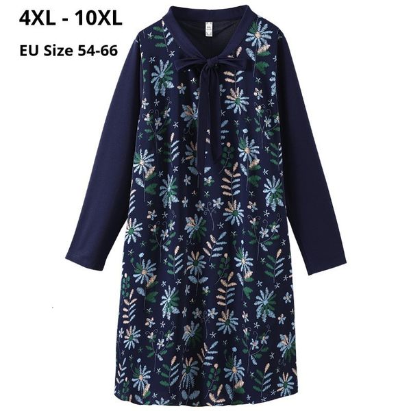 

dresses plus size 10xl 9xl 8xl 4xl women long sleeves autumn spring femme elegant print clothing female slim dresses for mujers, Black;gray