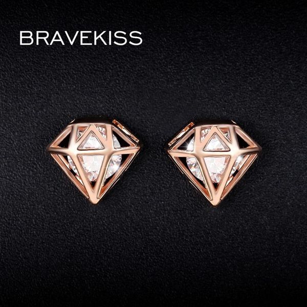 

stud bravekiss cute big crystal earrings ear piercing studs earing zircon v cage earring for women jewelry brincos bue0253, Golden;silver