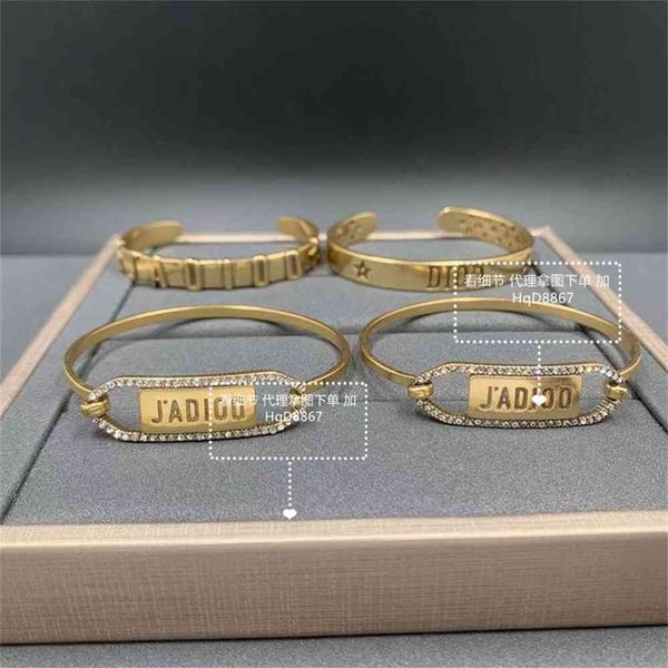 

special offer 2021 luxury designer jewelry bracelet women's bracelet letter brass star inlaid brick net red, White