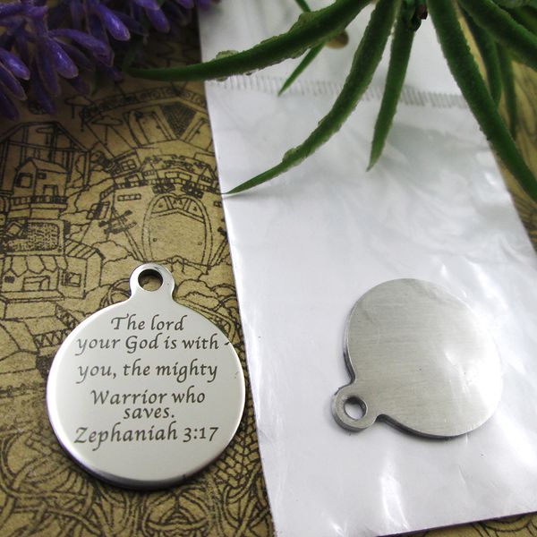 

40pcs--stainless steel charms"the lord your god is with you, the mighty warrior who saves. zephaniah 3:17" more style choosing diy, Bronze;silver