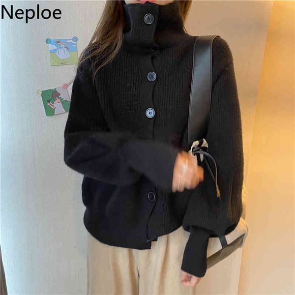 

neploe vintage knitted cardigan winter clothes oversized turtleneck sweaters for women korean fashion sueter coat 4g780 210422, White