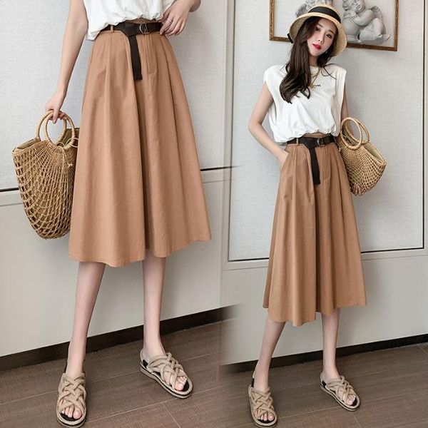 

skirts in long female spring/summer 2021 show thin pocket umbrella skirt of tall waist overalls spring, Black