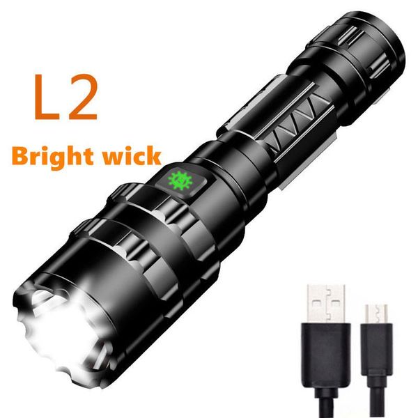 

portable power torch usb rechargeable l2 super bright outdoor waterproof aluminum alloy tactical led flashlights torches