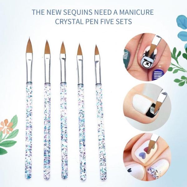 

5pcs sequins plastic nail art brush drawing painting pen rhinestone gem picker kits