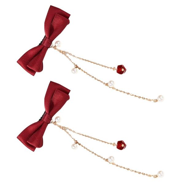 

hair clips 2pcs fashion bow clip dangle chain bowknot barrette for girls