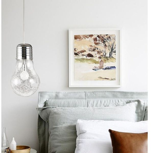 

pendant lamps modern minimalist creative personality big bulb chandelier restaurant lighting bar aisle gold and silver aluminum wire glass