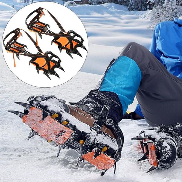 

cords, slings and webbing 12 teeth ice gripper non slip climbing crampons cleats shoe cover steel winter snow spikes boot shoes