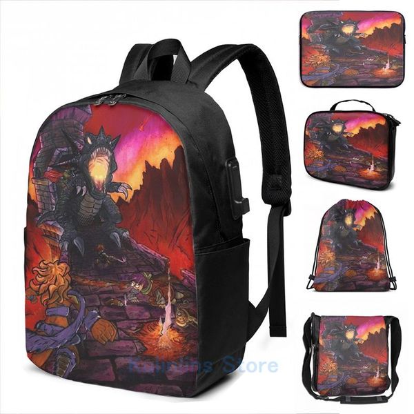 

backpack graphic print chrono trigger the fated hour [chronicles of time] usb charge men school bags women bag travel laptop