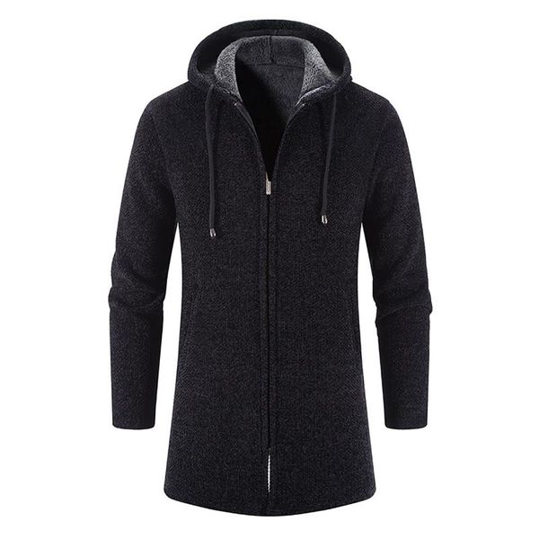 

men's jackets 2021 autumn winter long sweatercoat zipper sweater cardigans male sleeve hooded outerwear knitwear m-3xl, Black;brown