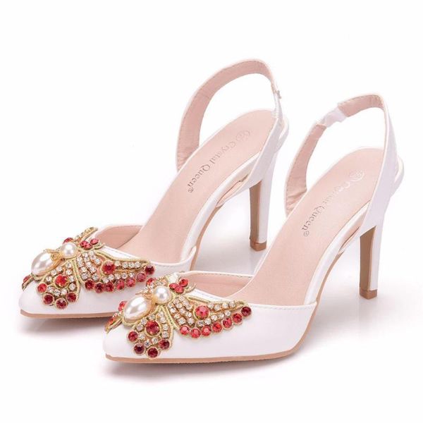 

autumn large size stiletto pointed sandals after the cool with white high-heeled butterfly wedding shoes female, Black