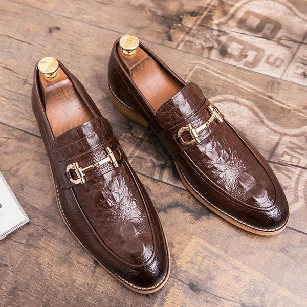

dress shoes 2021 men formal leather outdoor fashion moccasins driving slip on flats loafersparty wedding club plus size, Black