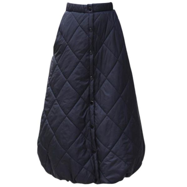 

plus size 4xlautumn winter down cotton skirt women high waist warm bud a-line skirts, Black