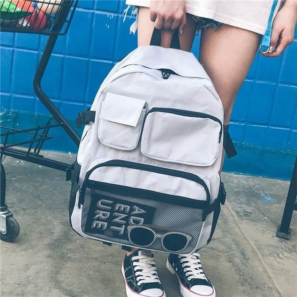 

backpack schoolbags female student harajuku ulzzang campus backpacking port wind multi-bags large capacity personality