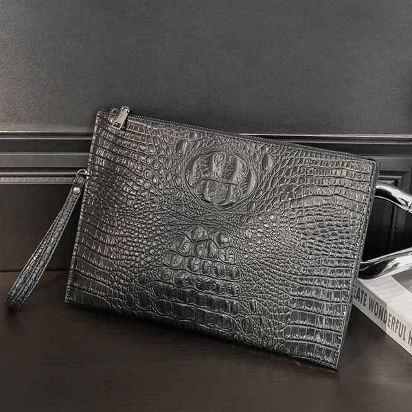 

wallet grab bag men's business fashion trend leather envelope large capacity hand, Red;black