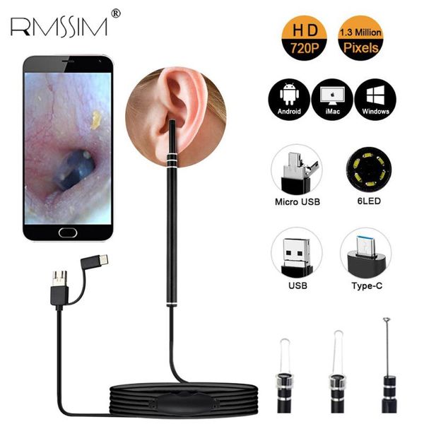 

electric nose & ear trimmers in cleaning endoscope spoon mini camera picker wax removal visual mouth otoscope support android pc