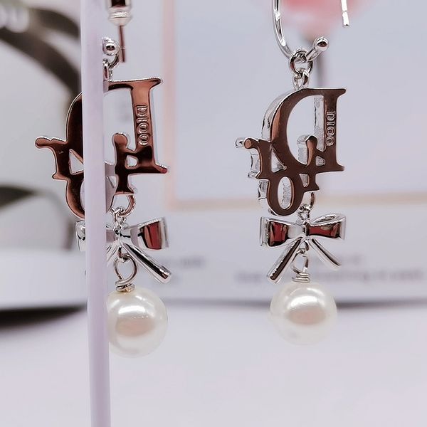 

design jewelry medieval pearl diamond letter goddess s925 silver needle women's 2021 new temperament earrings, Golden