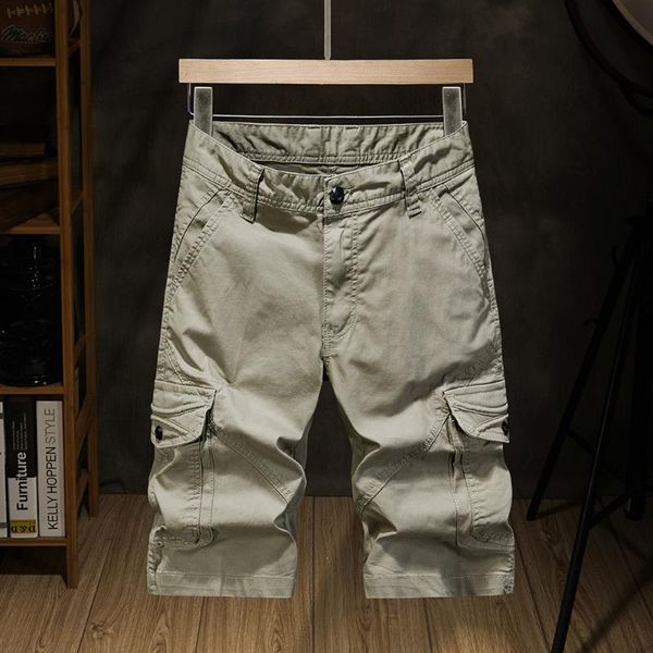 

summer cotton straight cargo shorts men classic style casual short pants male brand clothes men's, White;black