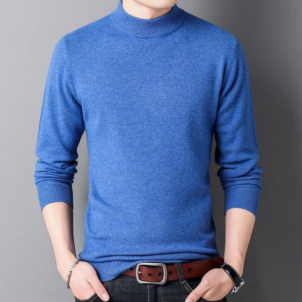 

men's sweaters autumn winter wool half turtleneck long sleeve knitted pullovers casual business slim knitwear man clothing, White;black