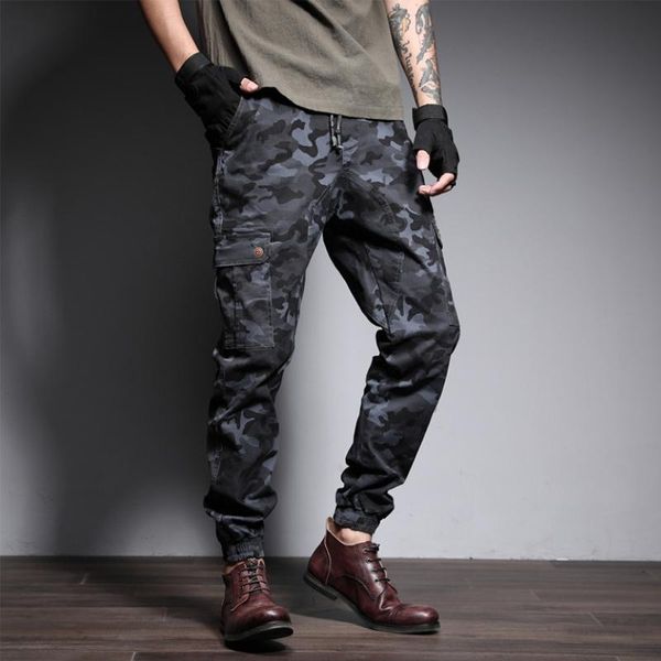 

men's jogger autumn pencil harem pants camo army loose and comfortable freight trousers large size stret, Black