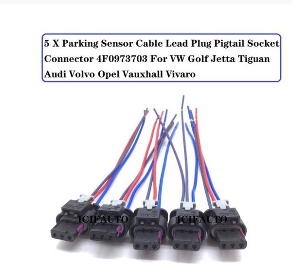 Parksensor-Kabel-Blei-Stecker-Pigtail-Buchse-Anschluss 4F0973703 für VW Golf Jetta Tiguan Audi Volvo Opel Vauxhall Vivaro