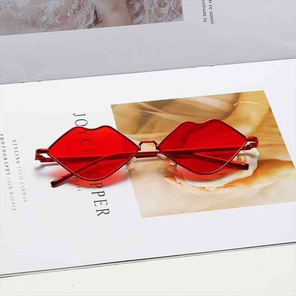 

red lips sunglasses women vintage metal sun galsses brand designer party sunglass ladies shades uv400 eyewear, White;black