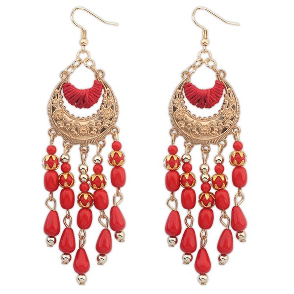 

dangle chandelier womens earrings luxury designer jewelry ethnic style female european and american elegant handmade water drop tassel bohem, Silver